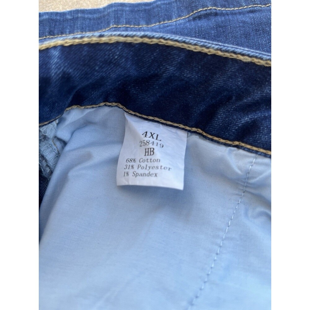 Flamingals Women 4XL Blue Dark Wash Wide Leg Utility Patch Pocket Jeans NEW - Picture 6 of 7